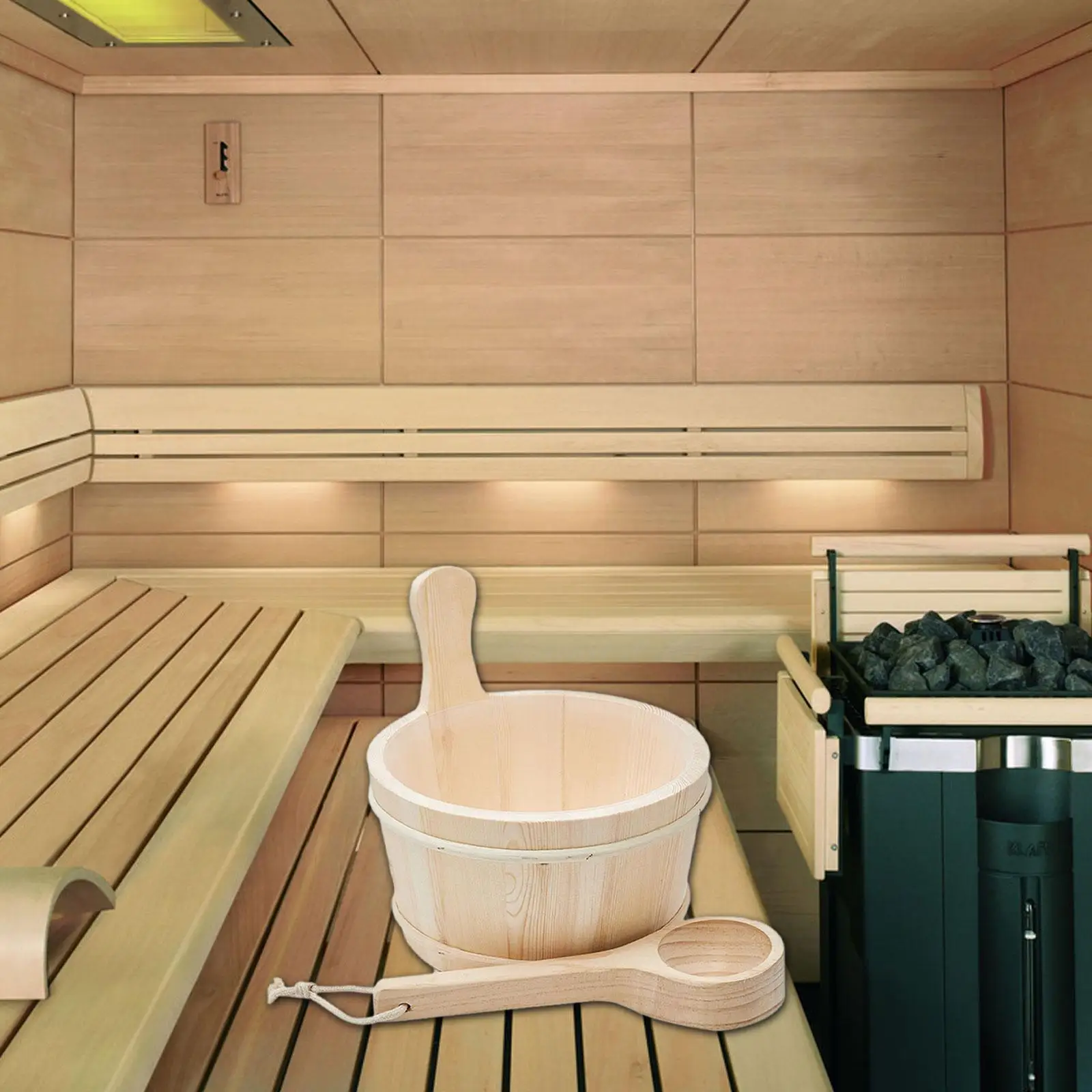 Sauna Bucket and Ladle Water Bucket Versatile Sturdy with Handle Accessories Set for Steam Room SPA Centers Winter Houses