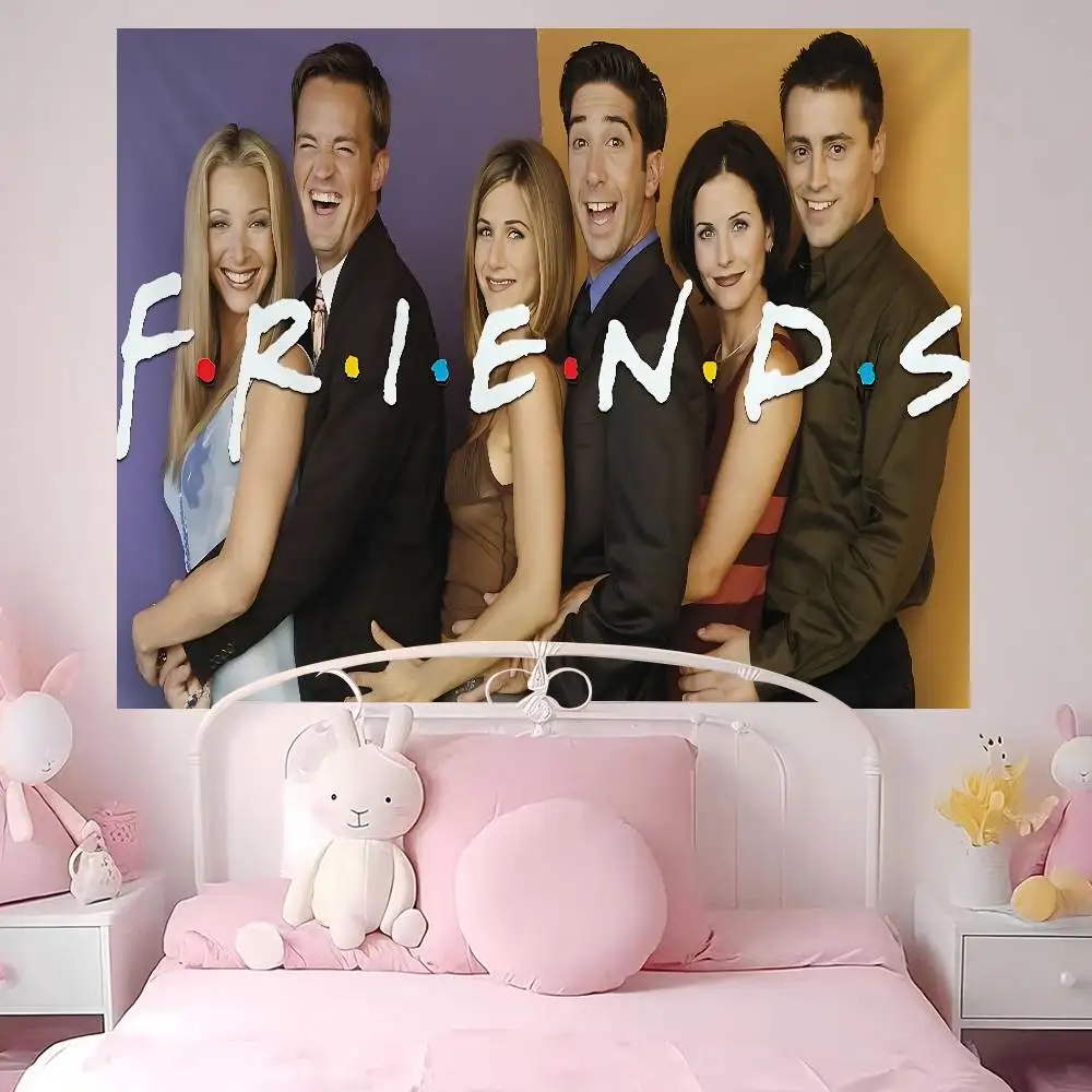 F-Friends Series TV Anime Tapestry Hippie Flower Wall Carpets Dorm Decor Cheap Hippie Wall Hanging