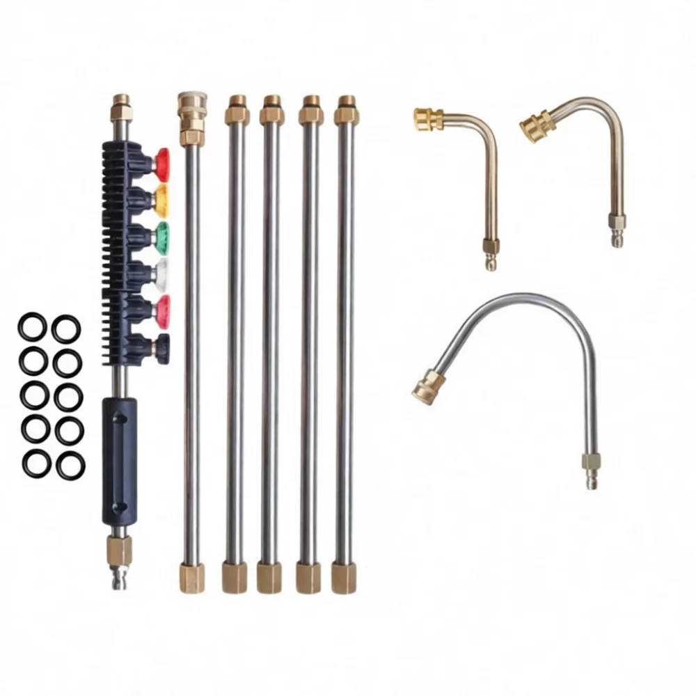 High Pressure Washer Extension Wand Stainless Steel Spray Pipe 4000PSI Tool For Efficient Home Outdoor Gutter Cleaning