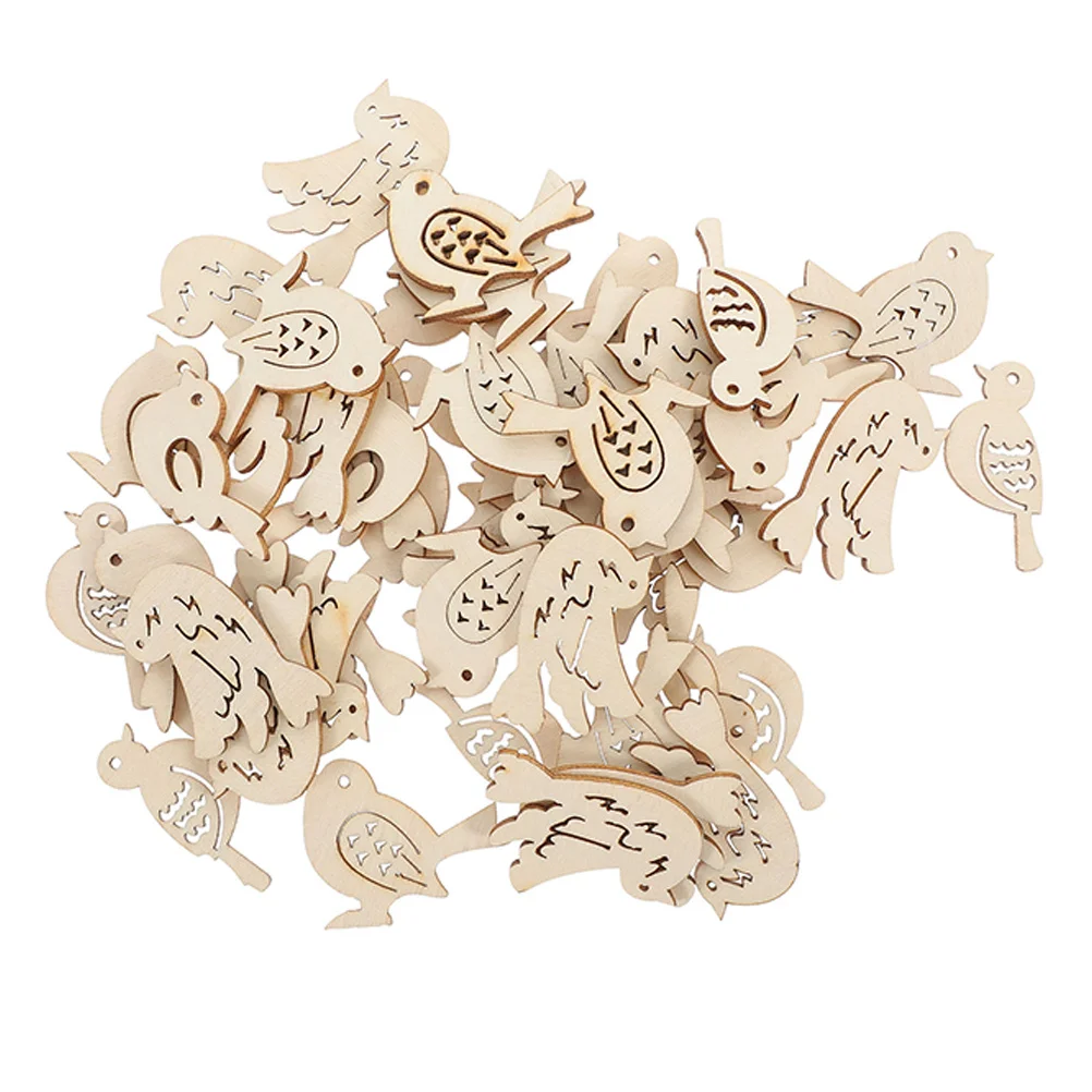 100 قطعة الحلي الخشبية الطيور لم تنته يدويا DIY القواطع للأطفال الحرف ديكور المنزل شرائح الطيور الخشبية الصغيرة الخشب الحرفية #4