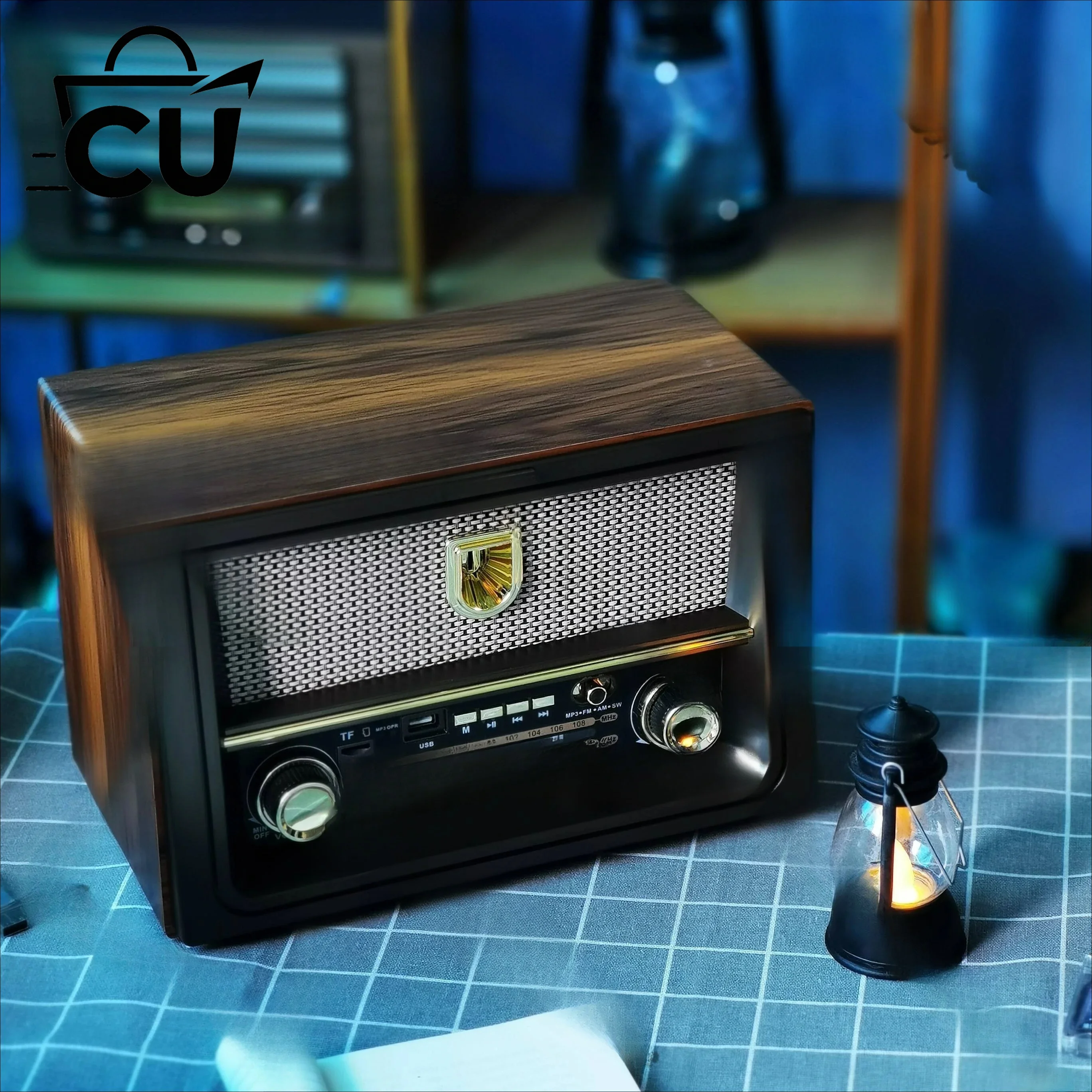 Wooden Retro Desktop Full Band FM AM SW Radio For Elderly High Volume AC Power Bluetooth Card Speaker
