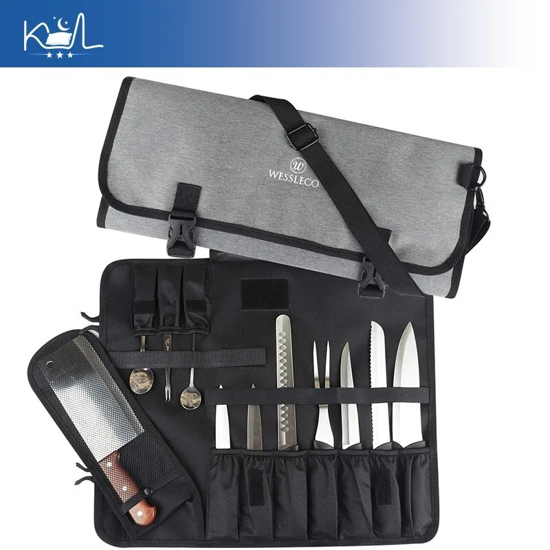 

Chef Knife Roll Bag Foldable - Waterproof Cutlery Carry Case with Padded Pockets, Portable Kitchen Tool Organizer