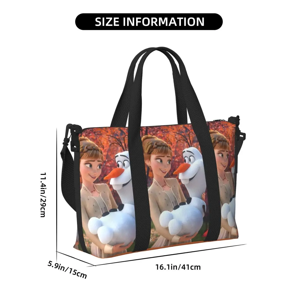 مخصص المجمدة حمل حقيبة المرأة سعة كبيرة الرسوم المتحركة الموسيقية الخيال فيلم شاطئ رياضة حقائب السفر