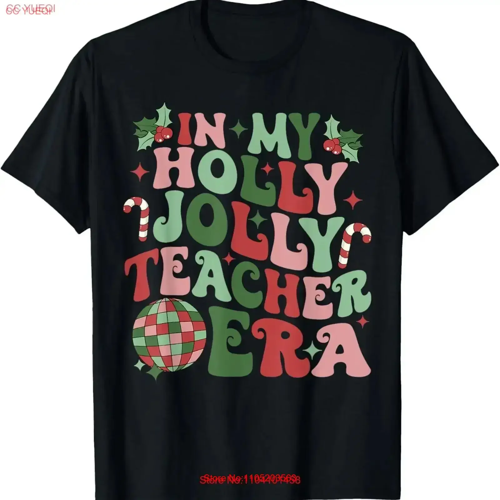 In My Holly Xmas Jolly Teacher Era Vibes Christmas T Shirt vintage Washed Breathable designer clothes Stretched streetwear