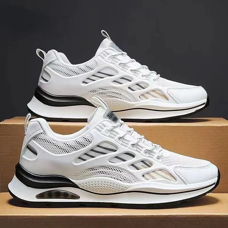 Men's Breathable Running Shoes Summer New Style Versatile Dad Sneakers Cotton Upper Rubber Sole Round Toe Korean Style