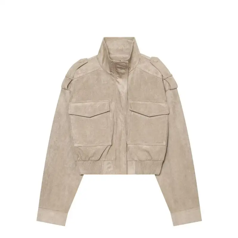 Withered Fashion Women's Jacket Woman Clothes Tops Minimalism In Southern France Suede Jacket With Straps Jacket Female Clothing
