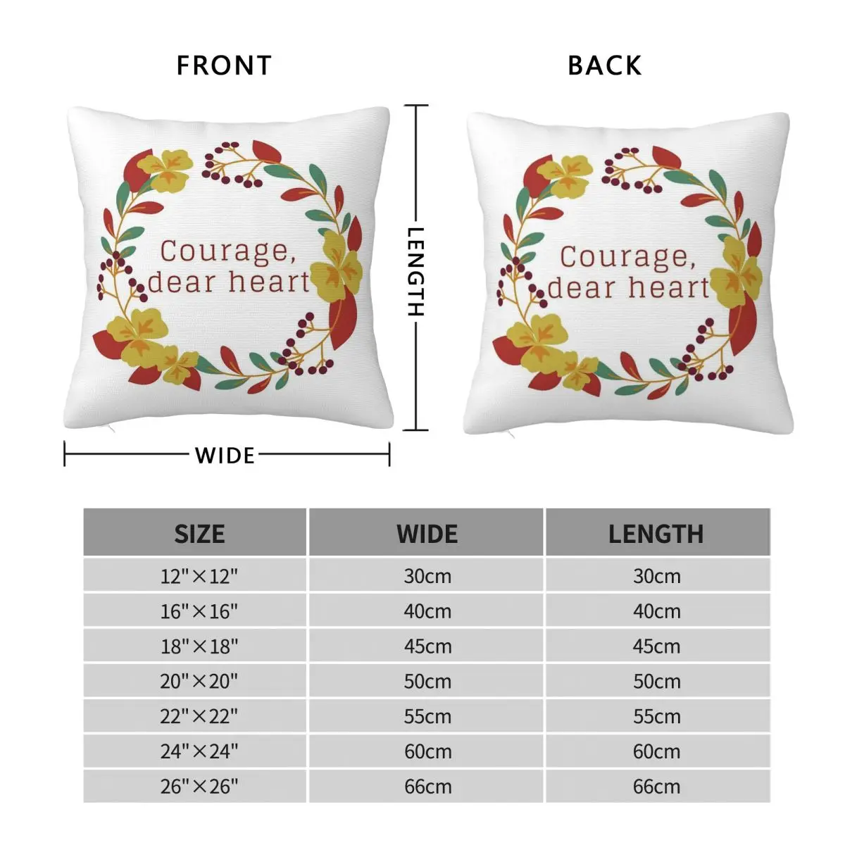 Courage Dear Heart Narnia Square Pillowcase Polyester Linen Velvet Creative Zip Decor Pillow Case Bed