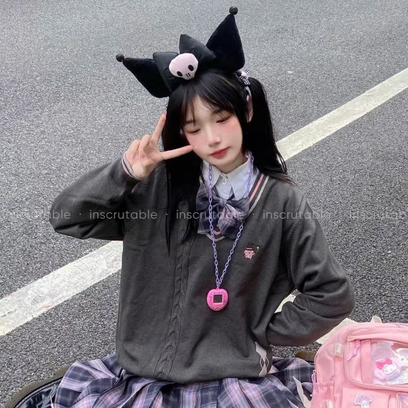 Anime Kuromi Melody Headband Cosplay Costume Cute Funny Skull Headwear Hairband Halloween Prop Hair Accessories For Girl Fans