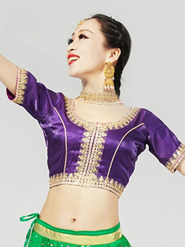 

Экзотический индийский танцевальный костюм в этническом стиле, женский костюм для танца живота, новый модный вышитый топ для танца живота