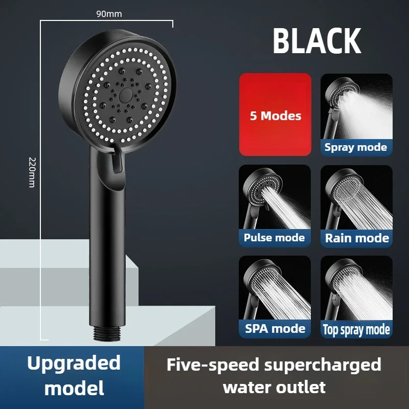 High Pressure Shower Head 5 Modes Adjustable Filter Shower Head Set New Bathroom Shower Head Accessories Sprayer