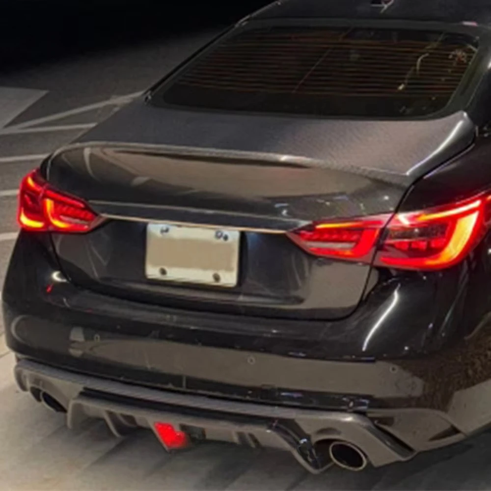 ชุดแต่งฝากระโปรงท้ายรถยนต์อินฟินิตี้ คิว50 ปี 2013-17 ลายรังผึ้ง คาร์บอนไฟเบอร์ แบบดัคเทล ติดตั้งง่าย เปลี่ยนแทนได้