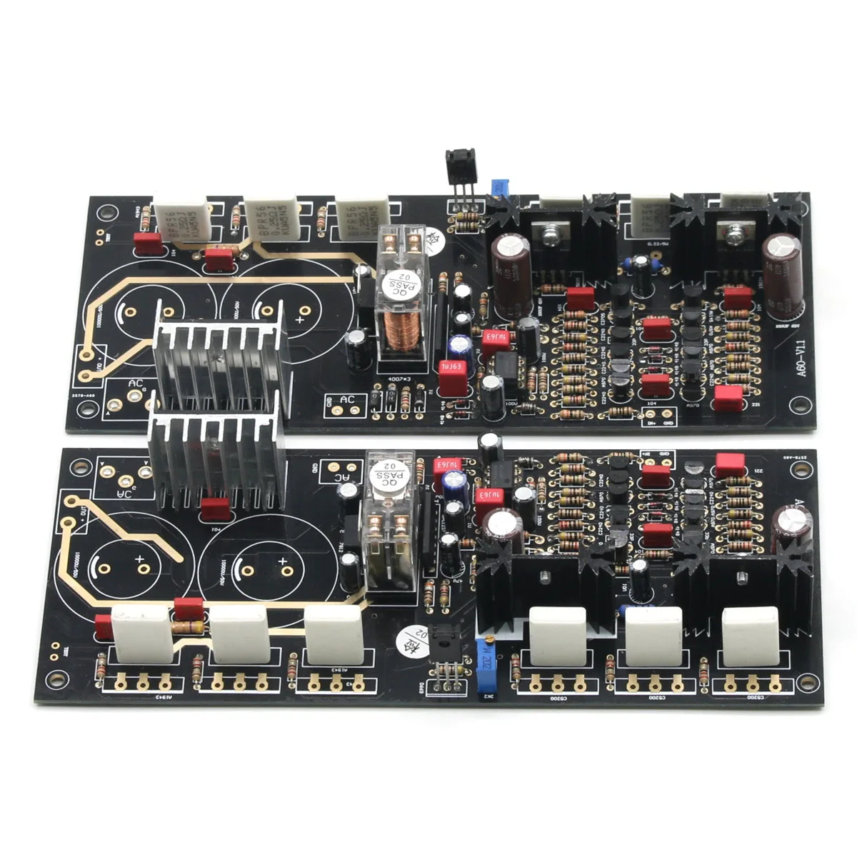 

1 pair A60 Refer Golden Throat 300W 4R Mirror Design Current Feedback Amplifier Board DIY kit Can Match 2SC5200 A1943