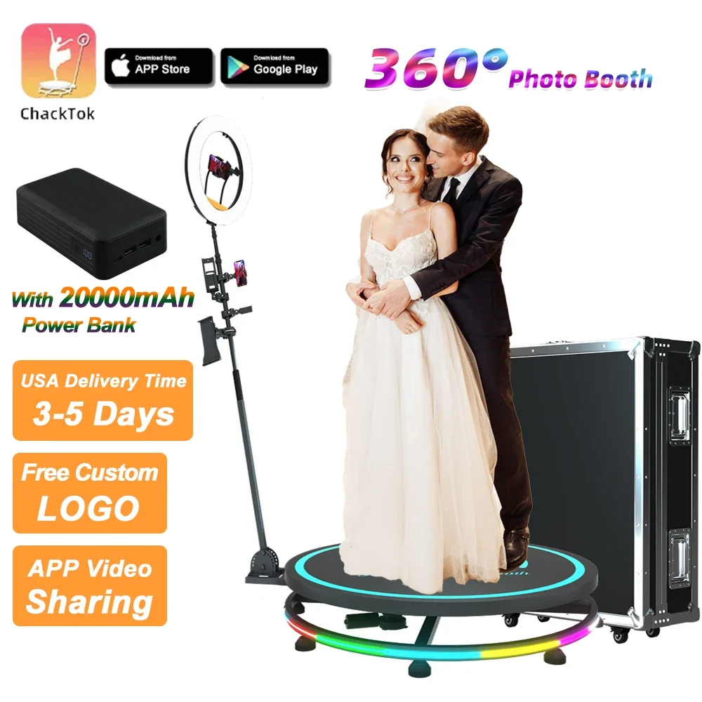 360 Photo Booth Rotating Machine For Events With Free Logo Customization Automatic Spin Control Wedding Parties 360 Video Booth