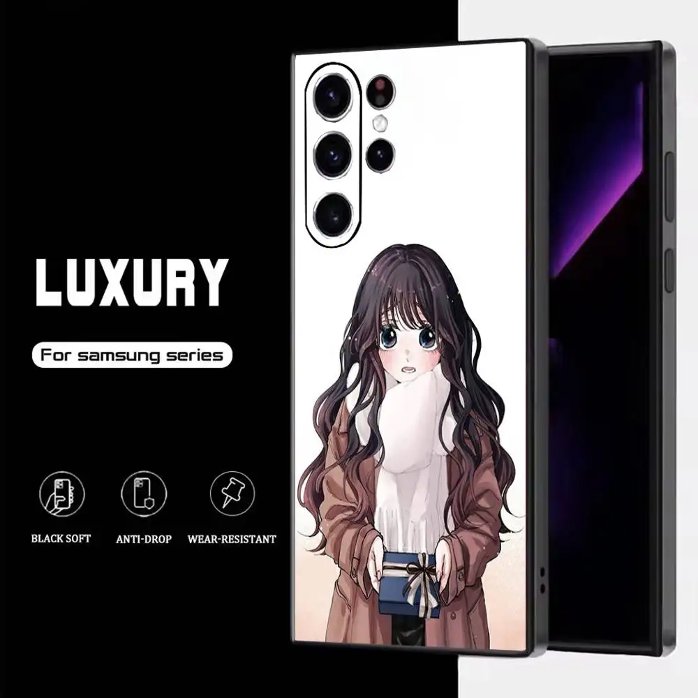 حافظة هاتف K-Kaoru Hana Wa Rin To Saku لهاتف سامسونج S25، S24، S23، S22، S21، S20، S10، Ultra، Plus، Lite، FE، غطاء أسود من السيليكون الناعم