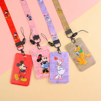 Porte-cartes Disney Minnie, lanières, porte-cartes pour filles, corde suspendue, porte-Badge, sangle de cou, carte de visite, petit cadeau