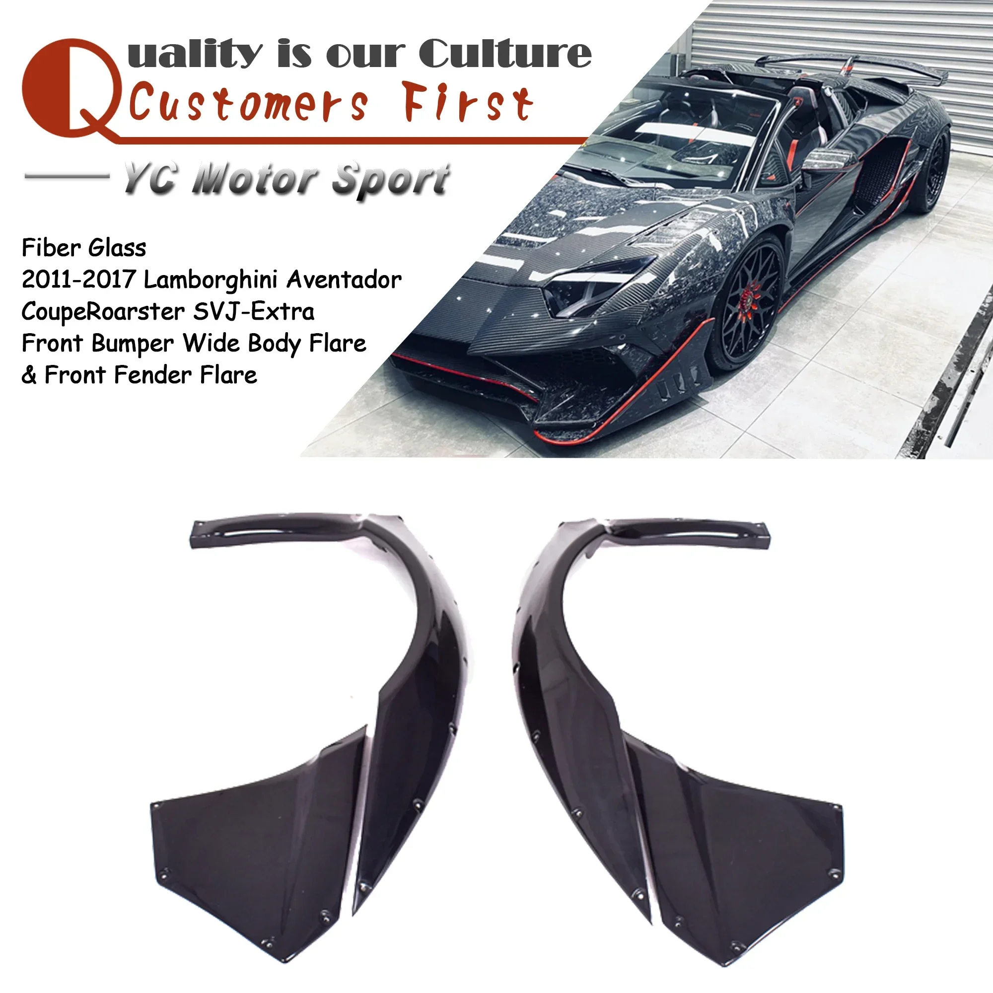 

Fiber Glass Front Bumper Wide Body Flare & Front Fender Flare Fit For 2011-2017 Aventador Coupe Roarster SVJ-Extra