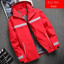 New men's jacket splicing fashionable reflective stripes outdoor camping men's sports zipper windproof and waterproof (M-7XL)