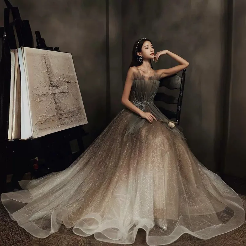 ثوب مسائي، مزاج مأدبة أنثى، مضيف، فستان طويل على طراز الغابة، أزياء التخسيس، نمط اجتماعي، امتحان فني للطلاب #3