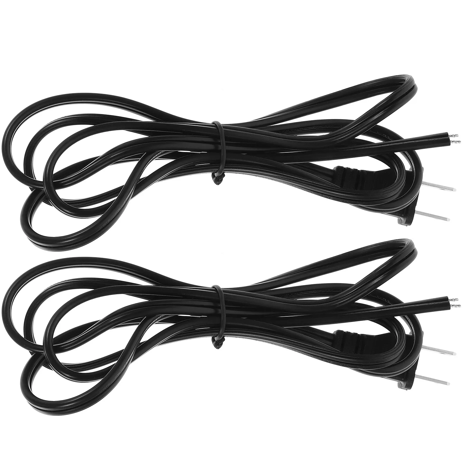2Pcs Power Cord Ac Extension Cable 2 Prong Plug Bare Tail 1.5m Appliance Replacement Cord for Lamps Computers Rice Cookers