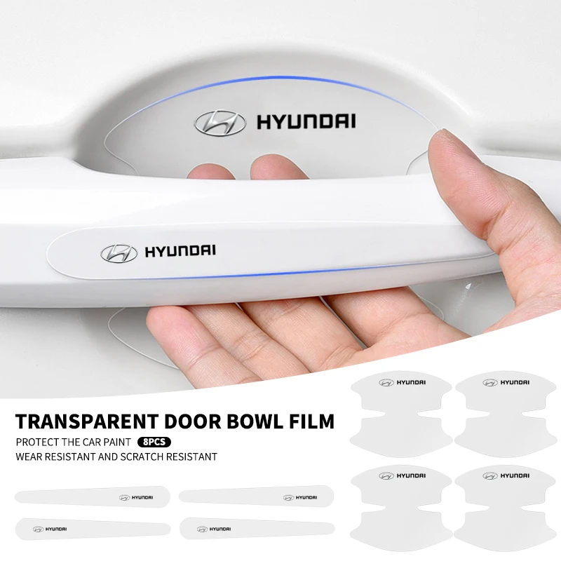 8 قطعة وعاء باب السيارة المضادة للخدش شارة واضح مقبض الباب ملصق لشركة هيونداي أسلان أفانتي HB20 i20 i30 i40 ix20 Parisi BAYON مكان