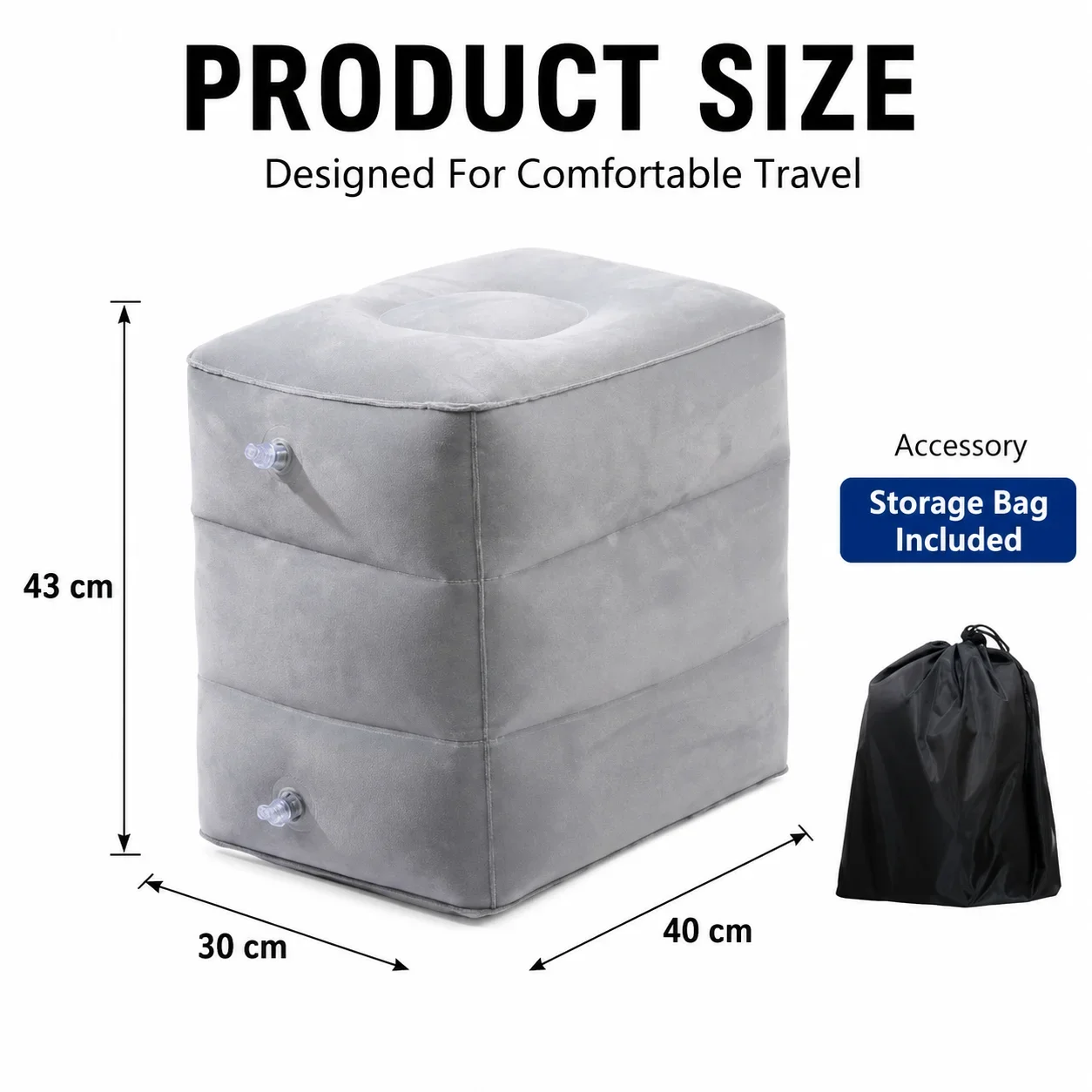 Inflatable Travel Footrest Pillow Adjustable 3-Layer Height Portable Sleeping Leg Rest For Airplane Car Office Long Trip Relax