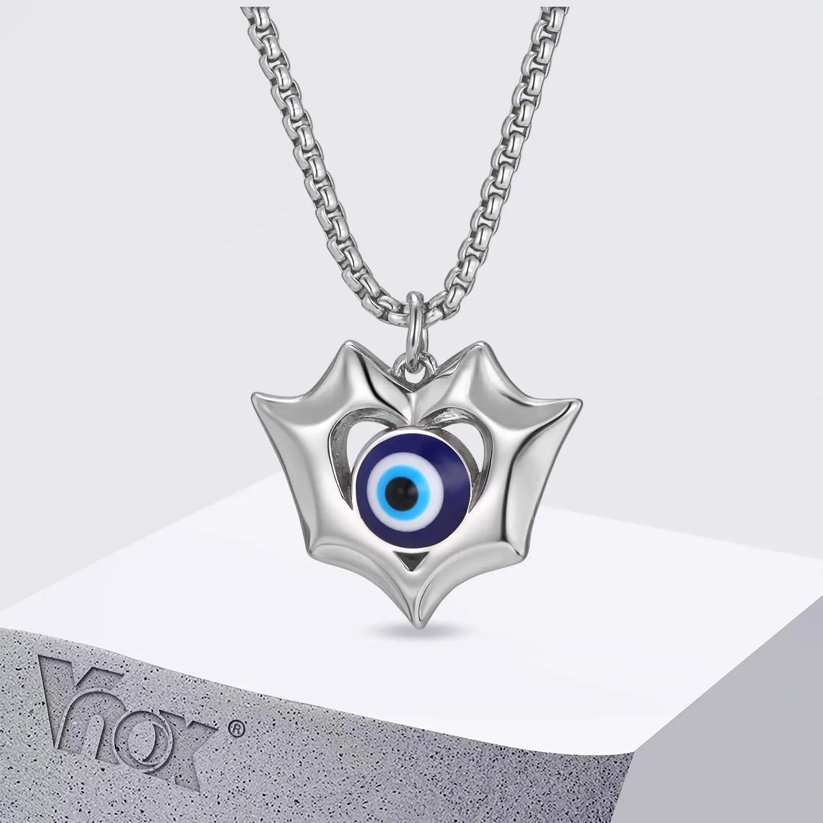 

Vnox Stainless Steel Evil Eye Pendant Necklace for Men, Protection Amulet Jewelry, Mystical Turkish Blue Eye Charm Faith Gifts