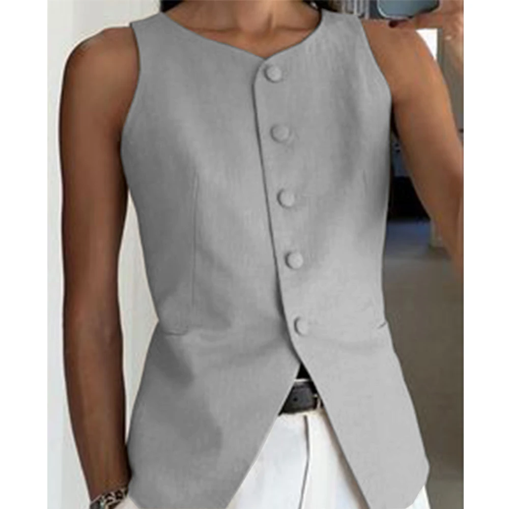 Vest For Woman Slim Fit Single-Breasted Sleeveless Summer Trend 2024 Top Women Female High Quality Waistcoat жилетка женская