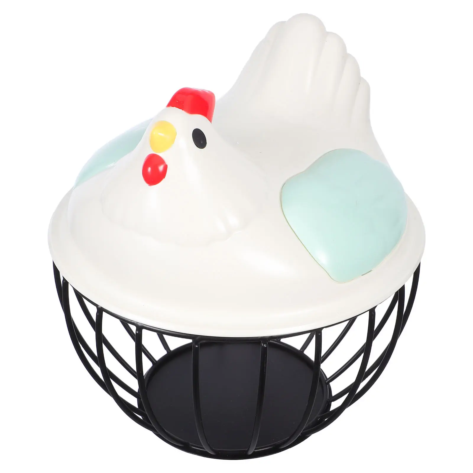 Iron Egg Storage Basket Chicken Top Lid Metal Wire Mesh Organizer Kitchen Farmhouse Style Fresh Egg Holder Kitchen Basket