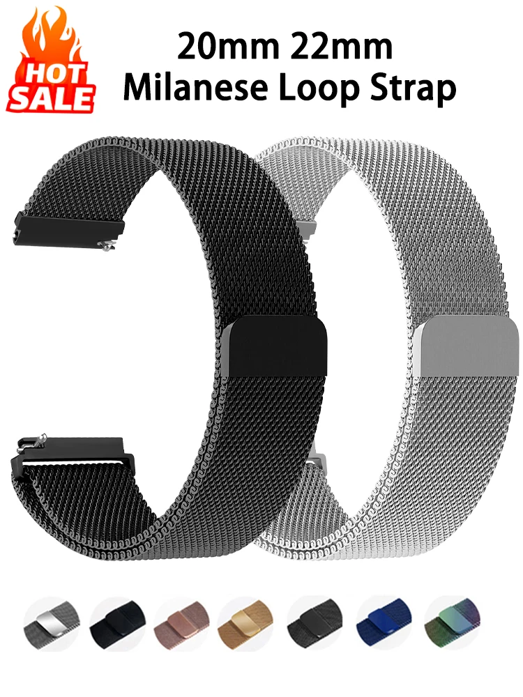 20mm 22mm band For Amazfit bip 6 5/GTS 3/2/2e/GTS2 Mini/GTR 3 Pro/42mm/47mm/2/2e/stratos 2/3 pro Milanese Loop Correa Bracelet