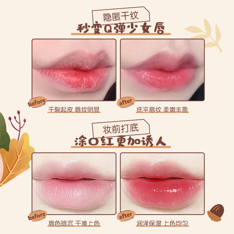 Cute Peach Nuts Strawberry Lip Balm Moisturizing Nutritious Long Lasting Smooth Portable Lipstick Base Makeup Brighten Lip Care