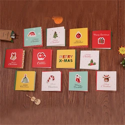 12pcs/Set Merry Christmas Greeting Cards with Envelope Xmas Sock Tree Deer Tags Paper Card New Year Gift 2022 to 2023 Decoration