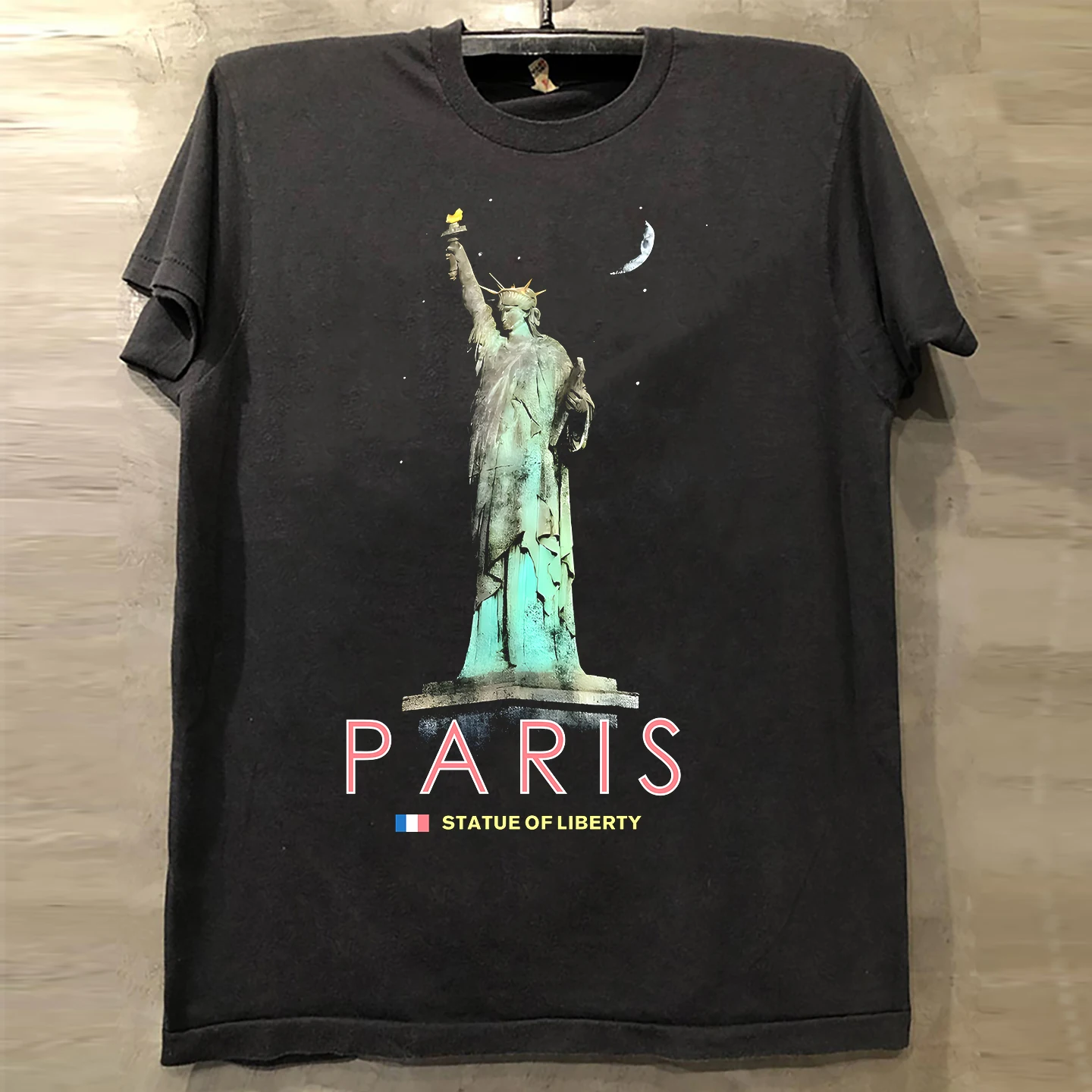 

Статуя Свободы Париж Муза Американская уличная трендовая брендовая футболка с коротким рукавом винтажная футболка с половиной рукава