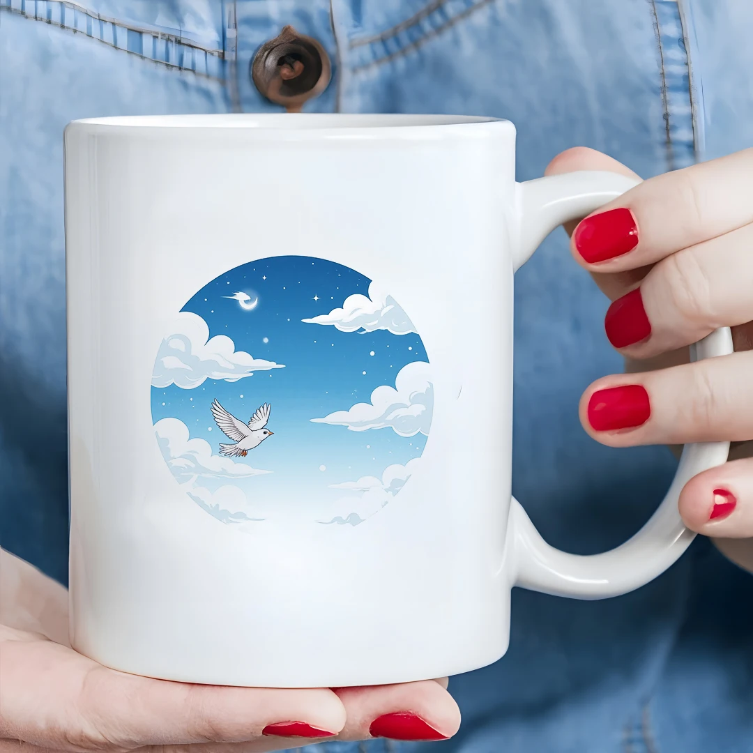 كوب على شكل طائر مرصع بالنجوم سعة 11 أونصة للأطفال، كوب للمشروبات الباردة والساخنة، هدية عيد الميلاد للمنزل والمكتب