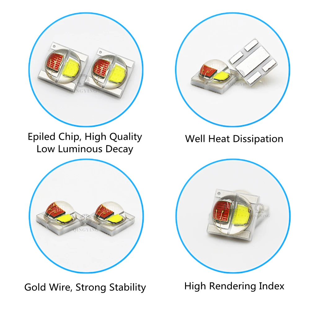 50pcs 3535 Dual Color LED Diodes High Power LED Chip 2W 2x1W White Yellow Red Green Blue UV Warm White For Bicyle Car Light