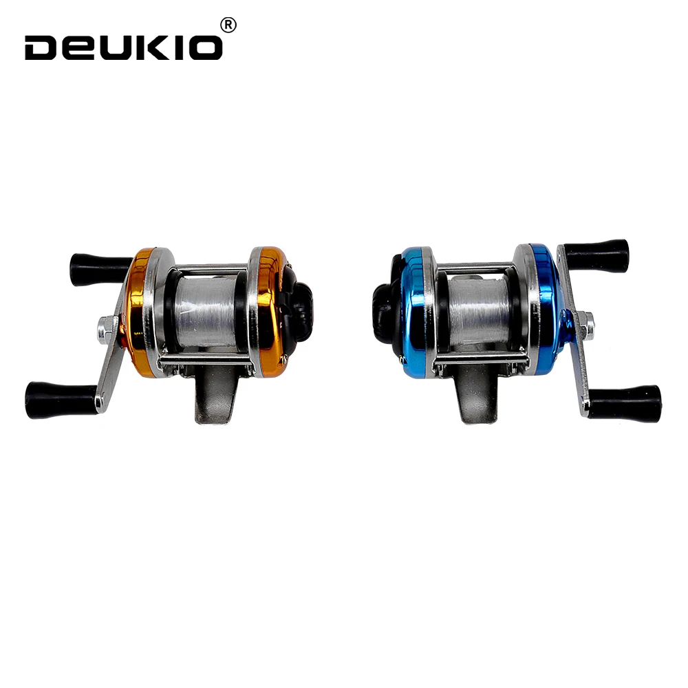 2024 New Mini Winter Ice Fishing Wheel Double Rocker Arm Metal Main Body With Line Fishing Reel Manufacturers Wholesale