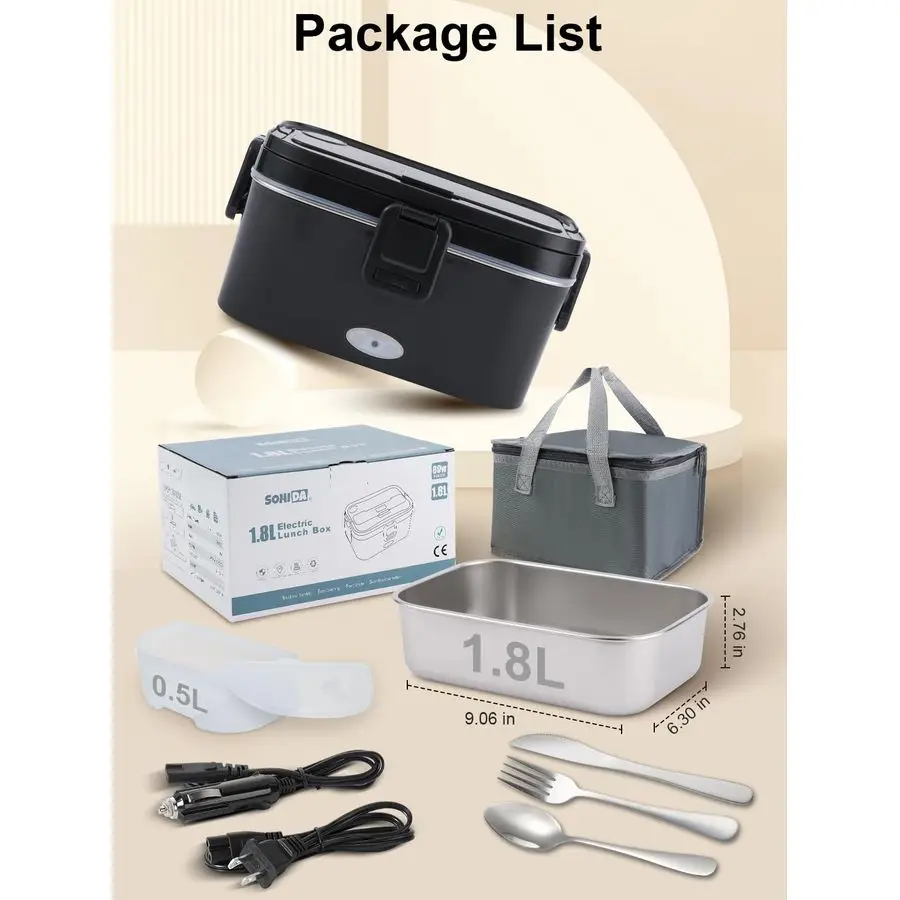 

Ланч-бокс с подогревом для мужчин, электрический ланч-бокс мощностью 80 Вт с посудой с длинной ручкой для взрослых, 12 В/24 В/110 В Lonchera Electric Sco