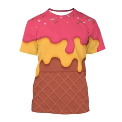Ice Cream 3D Printing T-shirt Colorful Likeable Summer Clothing For T Shirt Men And Kids Funny Intersting Design 2024 New Tee