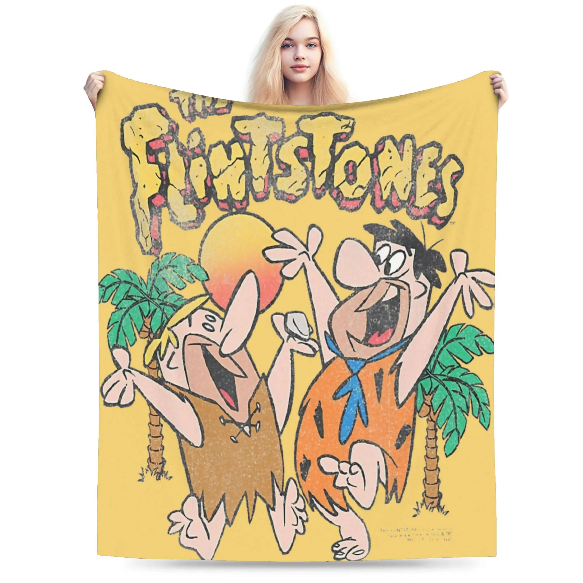 Comfortable Vintage Movie Animated Sitcom The Flintstone Blanket Merch Bedding Decorative  Throw Blankets Soft Fleece