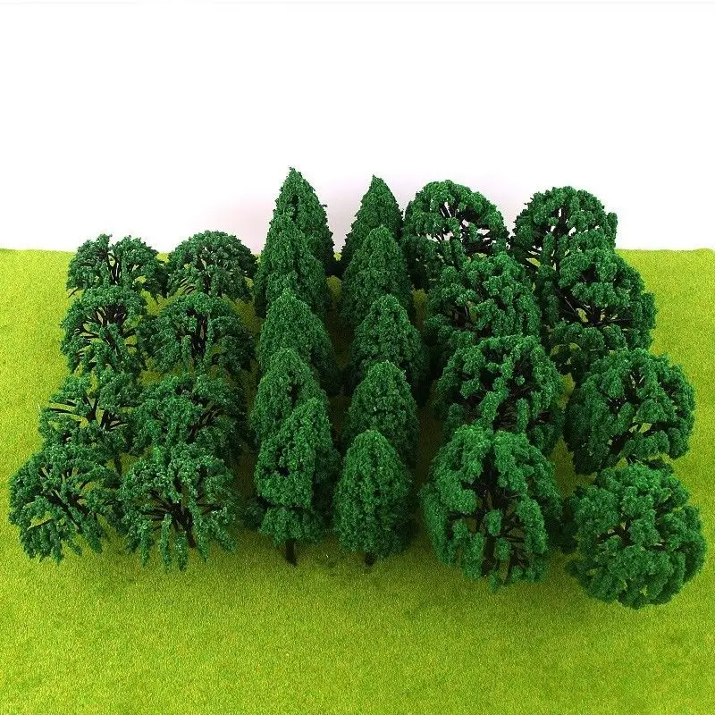 30/50PCS 미니어처 혼합 모델 나무 액세서리 DIY 모래 테이블/철도/인형 집 자연 녹색 식물 풍경 키트