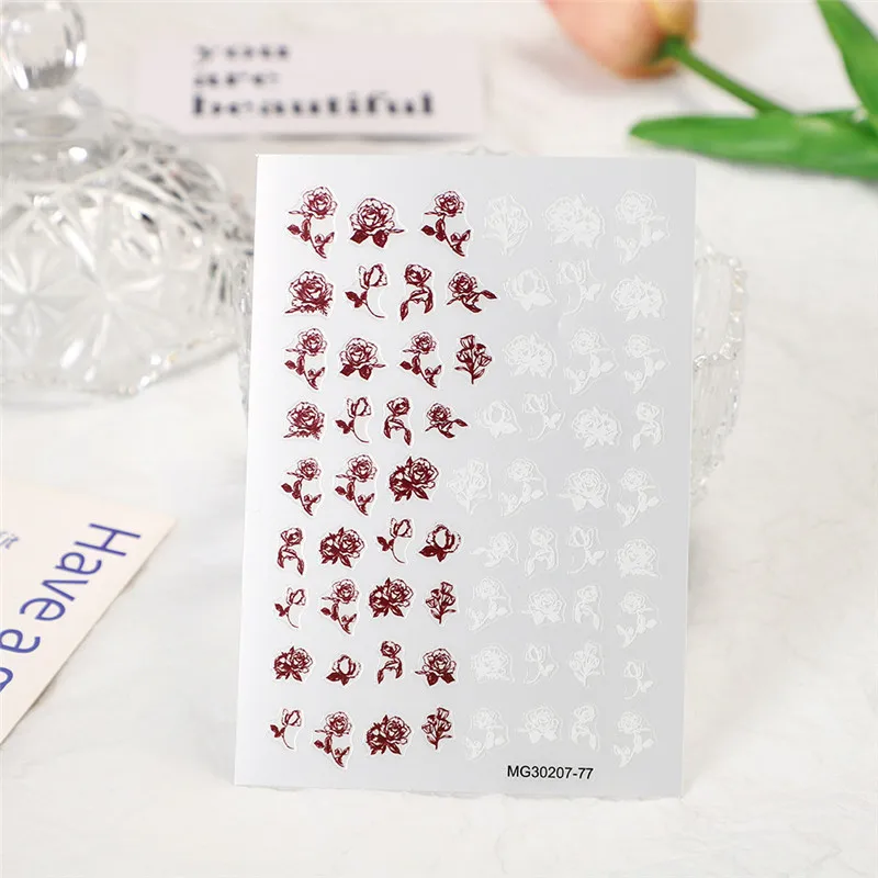 New Chinese Style Nails Flower Self-adhesive Stickers Manicure Decals Waterproof Design Nail Art Decoration Sliders