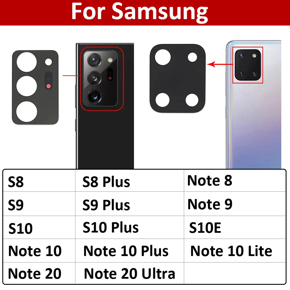 Camera Glass Back Rear Camera Glass Lens For Samsung S8 S9 S10 Plus 5G S10e Note 8 9 10 20 Plus Lite Ultra With Adhesive Sticker