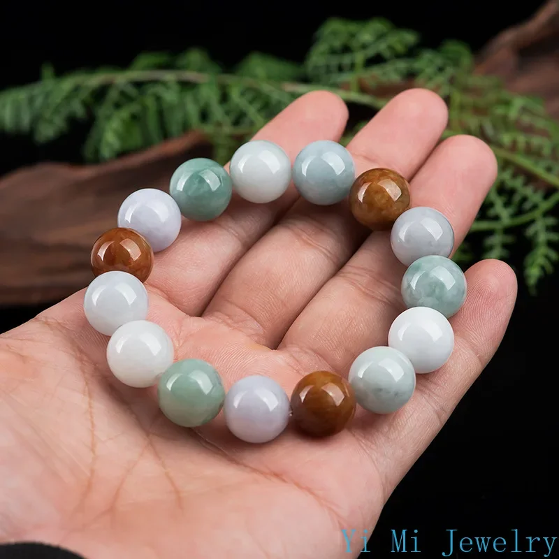 Burmese Jade Beaded Bracelets Gifts Amulets Natural Man Amulet Talismans Luxury Bangle Jadeite Gift Charm Jewelry Vintage Stone view 5
