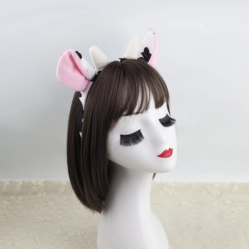 การ์ตูนตุ๊กตาวัวหู Horn แถบคาดศีรษะขนาดเล็ก Bells ริบบิ้นโบว์อะนิเมะ Lolita ผม Hoop Kawaii สัตว์ Party คอสเพลย์เครื่องแต่งกายสาว
