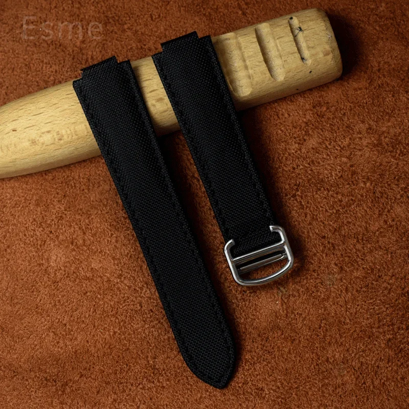 Per Cartier Ballon Bleu WSBB0015 Cinturino per orologio in tela di nylon serie Black Bay con accessori per orologi con bracciale con interfaccia convessa