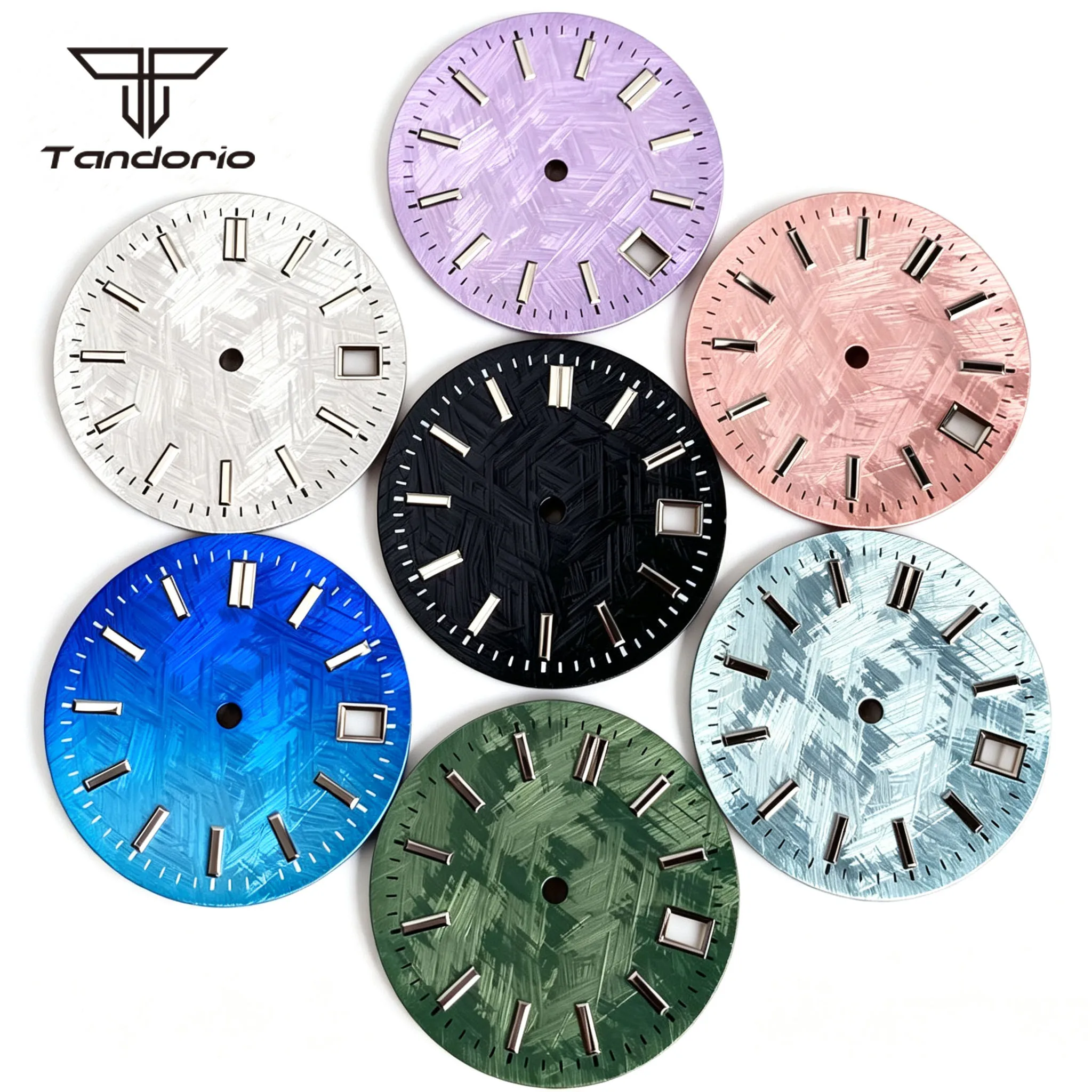 Mehrfarbiges Zifferblatt und Zeiger-Set mit Meteorit-Textur, 29 mm, mit Datumsanzeige, passend für NH35 Miyota 8215 DG2813 ETA2824 PT5000 Armbanduhr-Mod-Teile