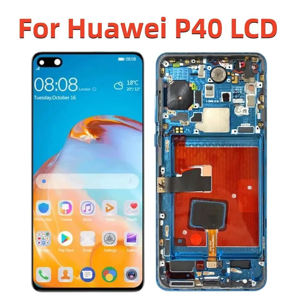 

Оригинальный экран для Huawei P40, ЖК-дисплей, сенсорный экран с рамкой 6,1 дюйма для P40 ANA-NX9 LX4 AN00 TN00, ЖК-дисплей, сенсорная панель