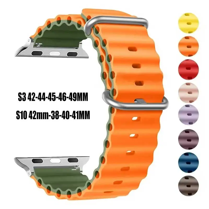 Correa Original para Apple watch, banda de 49mm, 44mm, 45mm, 41mm, 40mm, 38mm, 44mm, 45mm, 1:1, series iWatch 9, 10, 8, 7, se