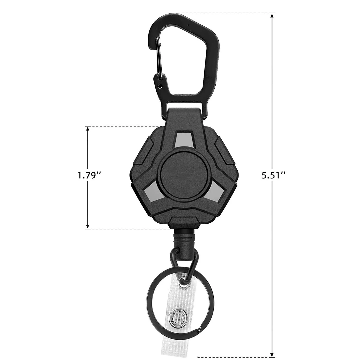 Paquete de 4 llaveros retráctiles A14M de alta resistencia, carretes de insignia retráctiles, soporte de insignia con mosquetón, cable de acero recubierto de 31,8 pulgadas Du