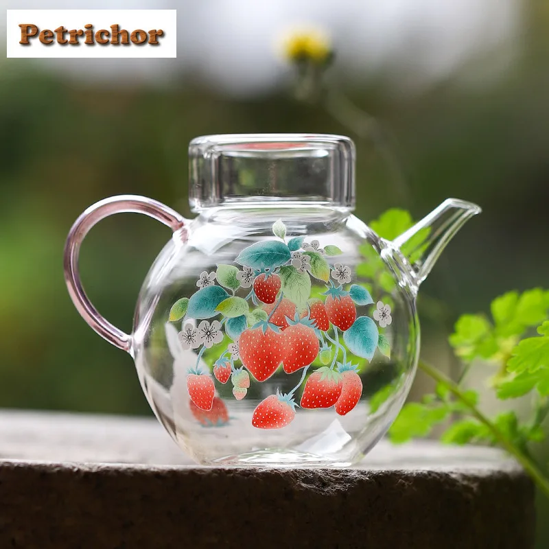

270ml High Borosilicate Glass Strawberry Teapot Zen Tea Infuser Pot Tea Maker Kettle With Strainer Puer Teaset Ornaments Craft