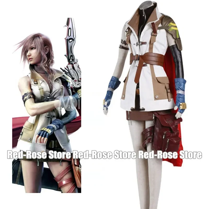 

High Quality Final Fantasy XIII Lightning Cosplay Unifrom Suit Women Girl Halloween Costumes Custom-made Whole Set